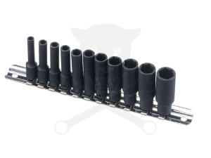Légkulcsfej készlet 6 lapú 1/4" 11 db-os 4-13 mm metrikus hosszított
