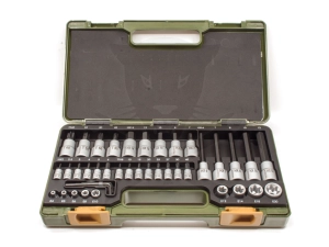 Rátűzőkulcs - crowa+bit készlet 1/4-1/2" imb.+TX+TTX+E-Torx 41 részes