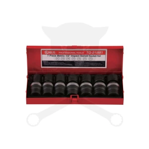 Légkulcsfej készlet 1/2"  7 db 13-21 mm metrikus rövid - Csuklós- Genius