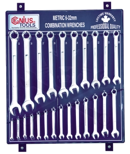 Csillag-villáskulcs készlet 48 db-os /2x24 db/ fali fém - Genius