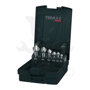 Kúpsüllyesztő készlet 6 db 6.3 mm - 20.5 mm HSS kazettában - Terrax