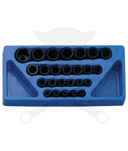 Tálcás Genius dugókulcs, gépi készlet 6 lapú normál 1/2" 25 db-os 1/3