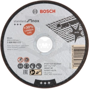 Vágókorong INOX 125x1.6 gera -Standard acél és inox- Bosch (2.608.603.172)