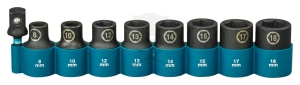 Dugókulcs készlet 1/2" 9 db-os 8-18 mm + 1/4”-1/2” adapter -  Makita