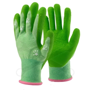 Kesztyű - gyerek, kertész - habosított latex - Békás Zöld 4/XXXS