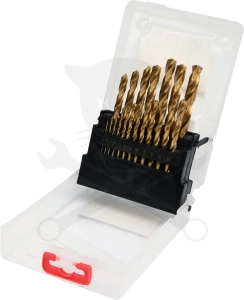 Csigafúró készlet HSS TiN Titán bevonatú 19 db-os 1.0-10.0 mm Yato