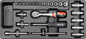 Dugókulcs készlet 25 db-os szerszámos kocsiba tálcás 1/4" - 1/3 - Yato