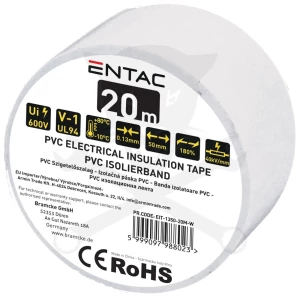 Szigetelőszalag 20m fehér 0.13x50 mm - Entac