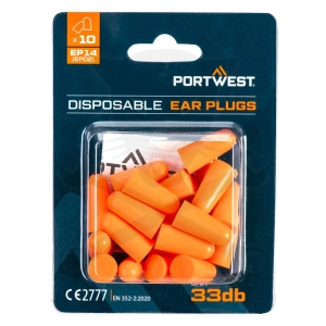 Füldugó, eldobható 10 pár 33 dB, PU hab - PortWest