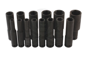 Légkulcsfej készlet 1/2" 14 db 10-32 mm metrikus 120 mm extra hosszú kiv.