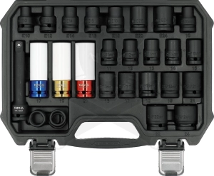 Légkulcsfej készlet 1/2" 24 db  10-24 mm + E10-E24 -